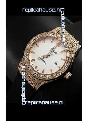 Hublot Big Bang Classic Fusion Swiss Watch in Diamonds Embedded Case