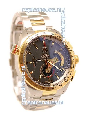 Tag Heuer Grand Carrera Calibre 36 Japanese Replica Two Tone Gold Watch in Black Dial
