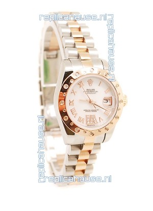 Rolex DateJust - Two Tone Lady Swiss Replica Pink Gold Watch