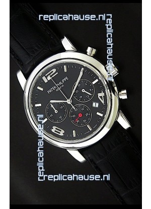 Patek Philippe Perpetual Calender Japanese Steel Watch in Black Dial