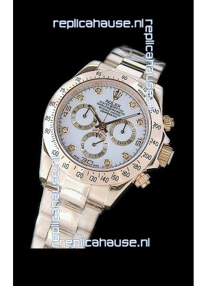 Rolex Daytona Cosmograph Swiss Replica Gold Watch in White Dial