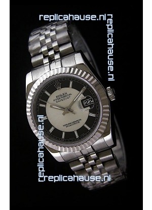 Rolex Datejust Mens Swiss Replica Watch in Black & White Dial