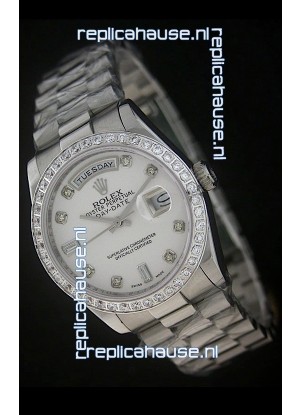 Rolex Day Date Just swiss Replica Watch in White Dial 