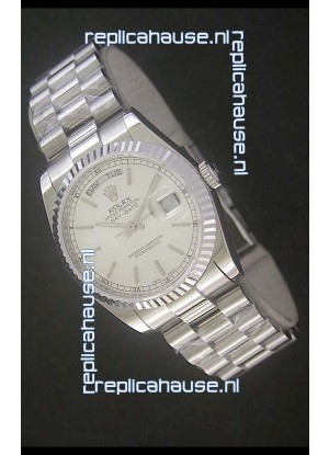 Rolex Day Date Just swiss Replica Silver White Watch 