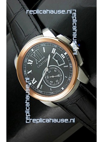 Cartier Calibre de Japanese Replica Watch in Black Dial