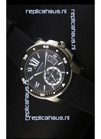 Calibre De Cartier Watch 42MM Black Dial Steel Case - 1:1 Mirror Replica Watch