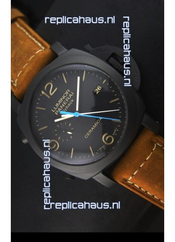 Panerai Luminor PAM00580 1950 3 Days Chrono Flyback Ceramica Watch P.9100 Movement