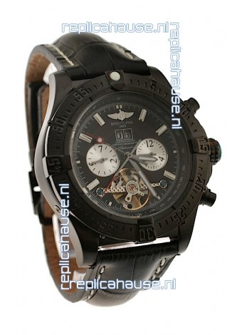 Breitling Chronometre Tourbillon Japanese Replica Watch in Black Strap