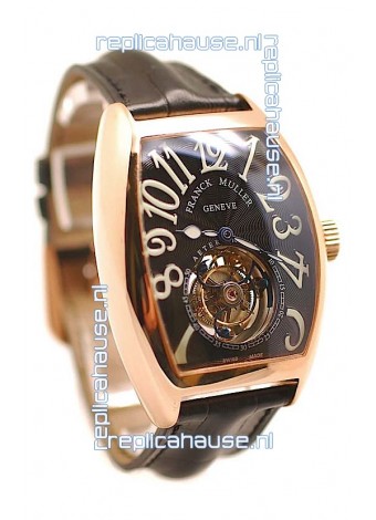 Franck Muller Aeternitas Tourbillon Swiss Replica Gold Watch in Black Dial