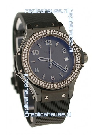 Hublot Big Bang All Black Diamonds Swiss Replica Quartz Watch