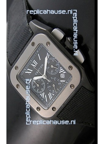 Cartier Santos Japanese Replica Watch in Black Dial