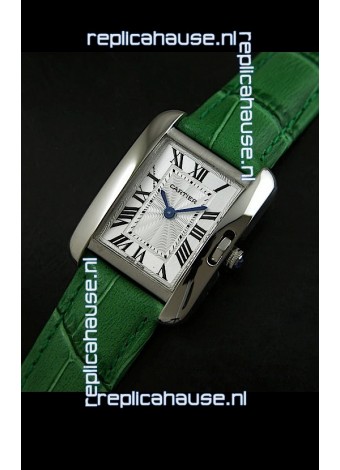 Cartier Louis Japanese Replica Ladies Watch in Green Strap