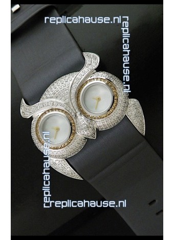 Chopard Animal World Ladies Owl Black Full Diamond Watch
