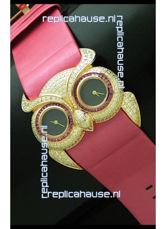 Chopard Animal World Ladies Owl Black Full Diamond Watch in Black Dial
