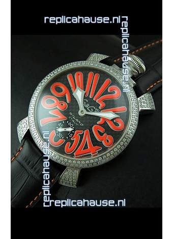 Gaga Milano Italy Manuale Replica Japanese Watch in Orange Markers