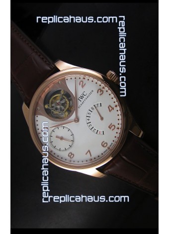 IWC Portugieser Tourbillon Rose Gold Watch in White Dial 