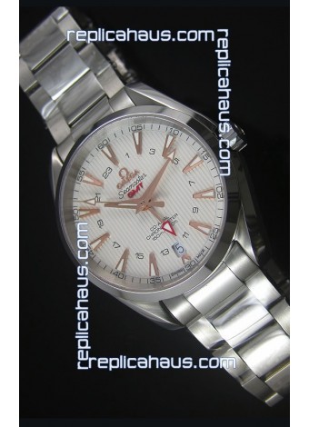 Omega Seamaster COAX GMT Stainless Steel Swiss Watch in White Dial
