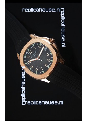 Patek Philippe Aquanaut Jumbo Rose Gold 1:1 Mirror Replica Watch - Black Colored Dial
