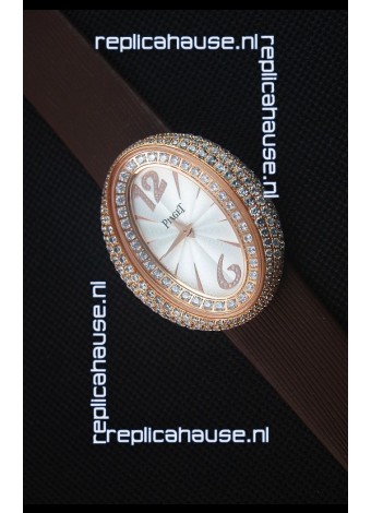 Piaget Limelight Magic Hour Swiss Quartz Watch Rose Gold in Brown Strap