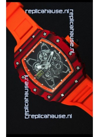 Richard Mille RM35-01 One Piece Red Forged Carbon Case Watch in Orange Strap