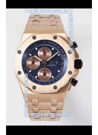 Audemars Piguet Royal Oak Offshore Blue Dial Chronograph 1:1 Mirror Replica Watch - Rose Gold 