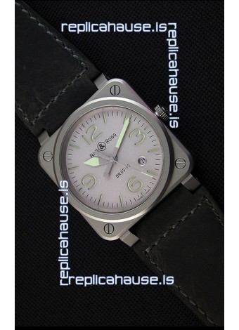 Bell & Ross BR03-92 Horolum Grey Dial Leather Strap Swiss Replica Watch 1:1 Mirror Replica