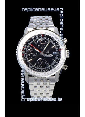 Breitling Navitimer 1 Chronograph 41MM Swiss Watch Black Dial in 904L Steel - Steel Strap
