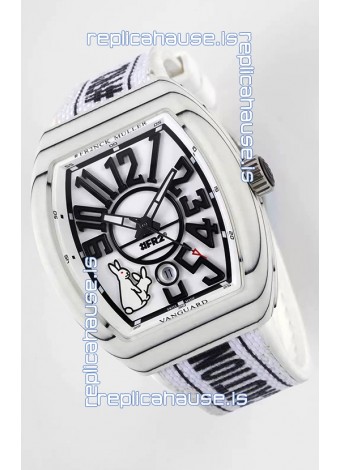 Franck Muller "Fr2nck" Vanguard Rabbit Edition Swiss Replica Watch in White Carbon Casing 