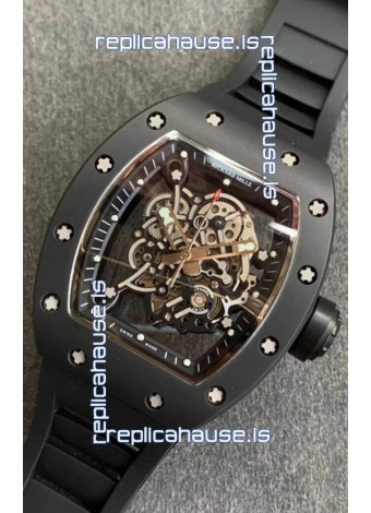 Richard Mille RM055 Ceramic Casing 1:1 Mirror Replica Watch in Black Strap 