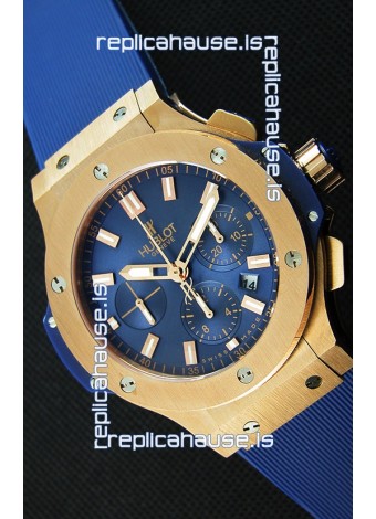 Hublot Big Bang Pink Gold Blue Swiss Replica Watch 1:1 Mirror Replica 