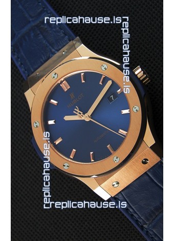 Hublot Classic Fusion Blue King Gold Swiss Replica Watch - 1:1 Mirror Replica