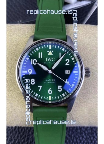 IWC Pilot MARK Series IW328205 1:1 Mirror Swiss Replica Watch in Green Dial Rubber Strap
