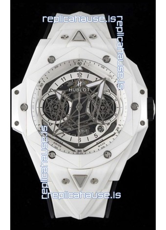 Hublot Big Bang UNICO Sang Bleu II White Ceramic 1:1 Mirror Quality Swiss Replica Watch 