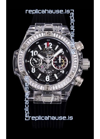 Hublot Big Bang Unico Plexiglass Casing 1:1 Mirror Edition Swiss Replica Watch Black Strap