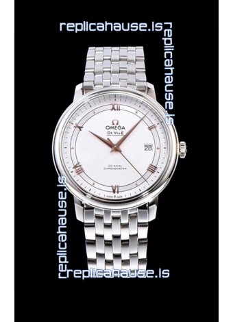 Omega De Ville Prestige Co-Axial 36.8MM White Dial 1:1 Swiss Mirror Replica Watch 