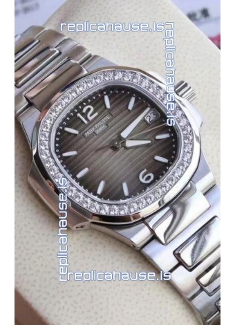 Patek Philippe Nautilus 7010/1G-012 32MM 1:1 Mirror Replica - Genuine Diamonds on Bezel 