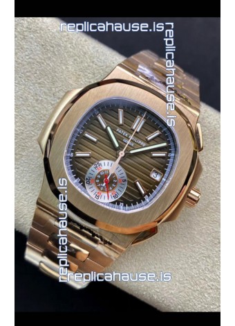 Patek Philippe Nautilus 5980/R Chronograph Rose Gold on 904L Steel Case in Brown Dial - 1:1 Mirror Replica