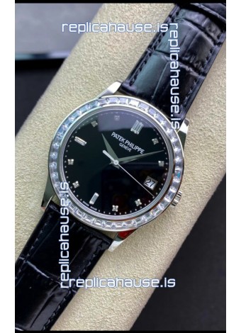 Patek Philippe Calatrava 5298P-012 in Black Dial 1:1 Mirror Replica 904L Steel Swiss Watch
