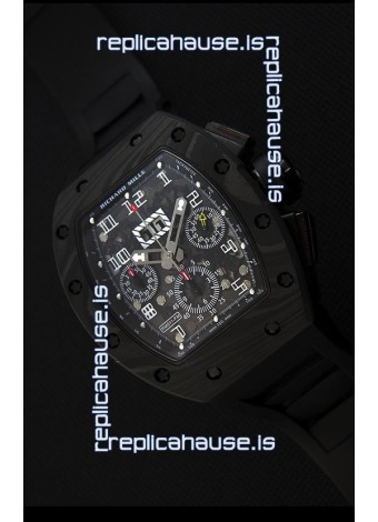 Richard Mille RM011-FM Felipe Massa One Piece Black Forged Carbon Case Watch in Black Strap