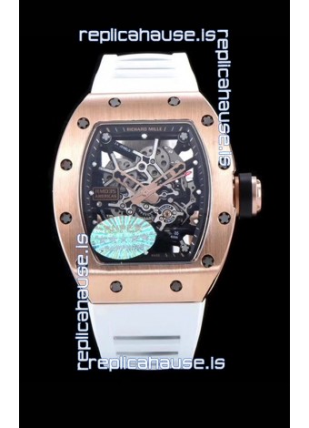 Richard Mille RM035 AMERICAS 18K Rose Gold Replica Watch in White Strap