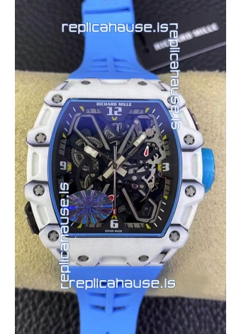 Richard Mille RM35-03 Rafael Nadal Edition White Carbon Fiber Casing 1:1 Mirror Replica Watch in Blue Strap 