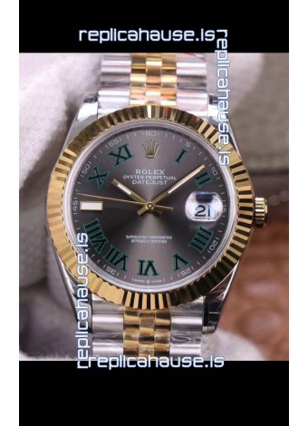 Rolex Datejust 41MM Cal.3135 Movement Swiss Replica Watch in 904L Steel Two Tone Grey Dial 