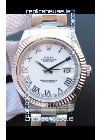 Rolex Datejust 41MM Cal.3135 Movement Swiss Replica Watch in 904L Steel Roman White Dial