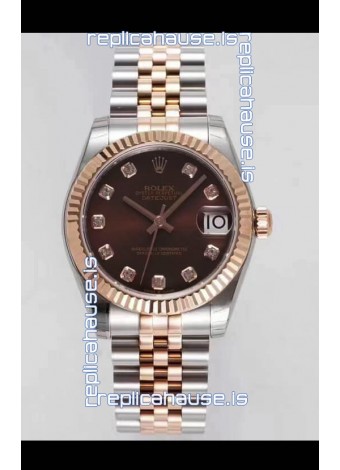 Rolex Datejust 31MM Cal.3135 Movement Swiss Replica Brown Dial Jubilee Strap - Ultimate 904L Steel Watch
