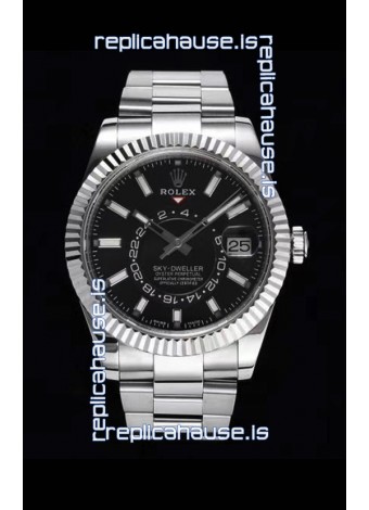 Rolex Sky-Dweller REF# 326934 Black Dial Watch in 904L Steel Case 1:1 Mirror Replica