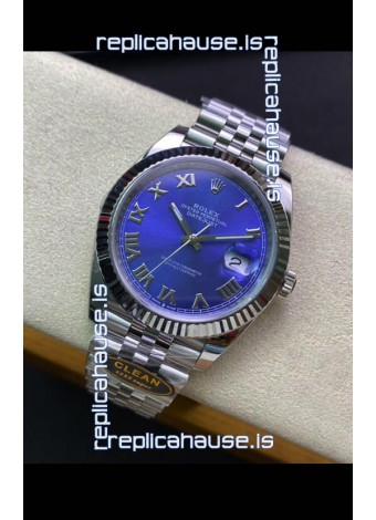 Rolex Datejust 41MM Swiss Replica in 904L Steel in Blue Dial - 1:1 Mirror Replica