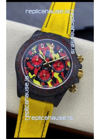 Rolex Daytona DiW Military Yellow Edition Watch - Forged Cabon Casing 1:1 Mirror Replica