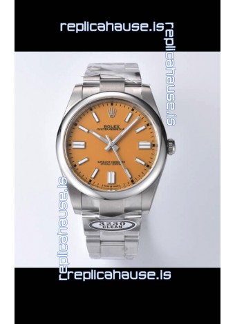 Rolex Oyster Perpetual REF#124300 41MM Cal.3230 Movement Swiss Replica Dark Yellow Dial 904L Steel 1:1 Mirror Replica Watch