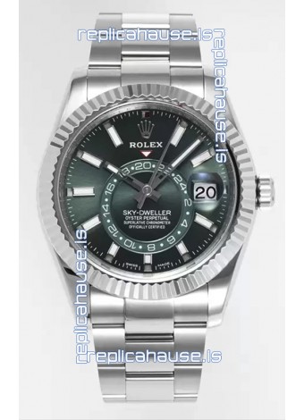 Rolex Sky-Dweller REF #m336934 Green Dial Watch in 904L Steel Case - Super Clone Watch