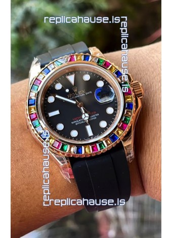 Rolex Yachtmaster 116695 Everose Gold Diamonds Cal.3235 Swiss 1:1 Ultimate 904L Steel Watch